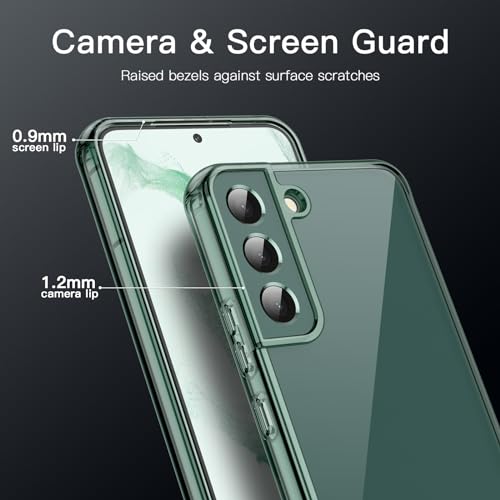 JETech Case for Samsung Galaxy S22, Anti-Yellowing, Green | Shockproof Protection, Scratch Resistant Hard PC Back, Durable Transparent TPU Bumper - color: Green