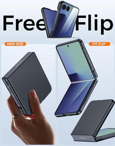 GooseBox for Samsung Galaxy Z Flip 7 Case with Screen Protection,Z Flip 7 Slim HD Clearly Case Ultra-Thin Anti-Scratch Shockproof Phone Case(Black) - color: Flip7-Black PYK
