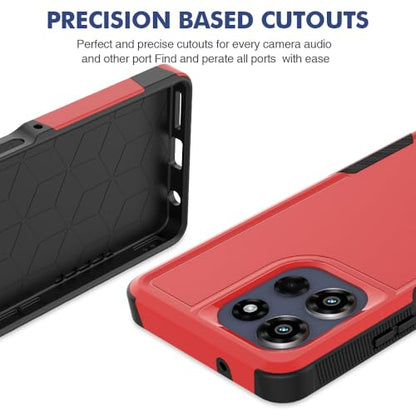 for Motorola Moto G Power 2026 / Moto G Power 2025 Case: Dual Layer Protective Heavy Duty Cell Phone Cover Shockproof Rugged with HD Screen Protector Military Protection Bumper Tough, Red - color: Red (PC) + Black (TPU)