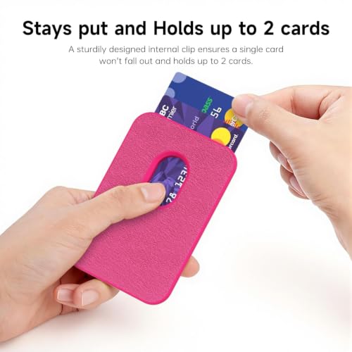 LoeoeL Magnetic Phone Wallet Compatible with Magsafe Wallet, Silicone ID Credit Card Holder Wallets for Back of Phone Pocket, Slim Thin Pouch Sleeve Wallets for iPhone Samsung, Neon Hot Pink - color: Hot Pink
