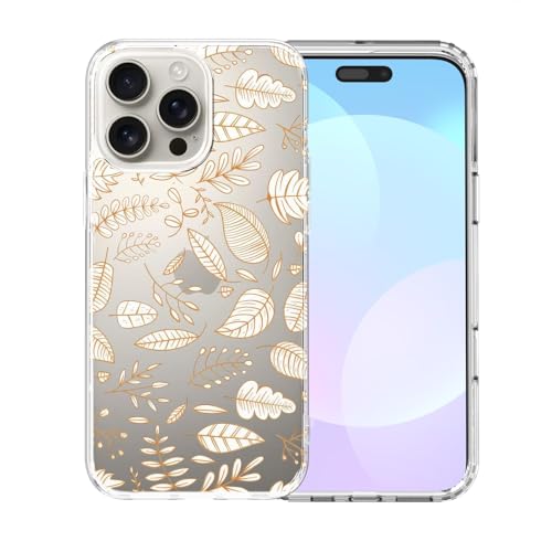 IAIYOXI Clear Case for iPhone 16 Pro, [Crystal Clear Military-Grade Drop Protection], Non-Yellowing, Slim Lightweight Transparent TPU Bumper Phone Case Cover Design - Line Leaves - color: Line Leaves, size: iPhone 16 Pro