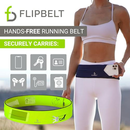 FlipBelt Classic Running Belt, Phone Holder for Running, Money Belt Pouch - color: Neon Yellow, size: Extra Small
