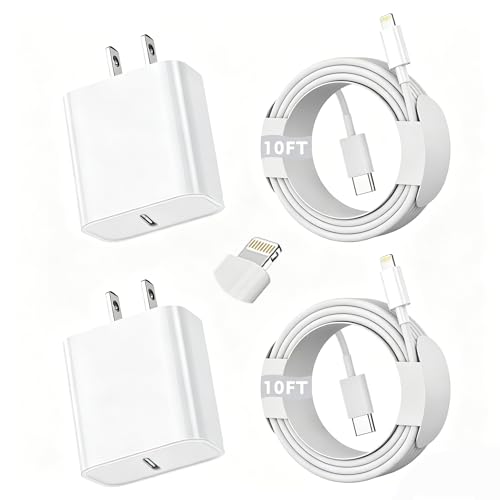 iPhone Fast Charger, [Apple Certified] 2Pack 10FT Extra Long Fast Charging - color: White 2Pack 10FT
