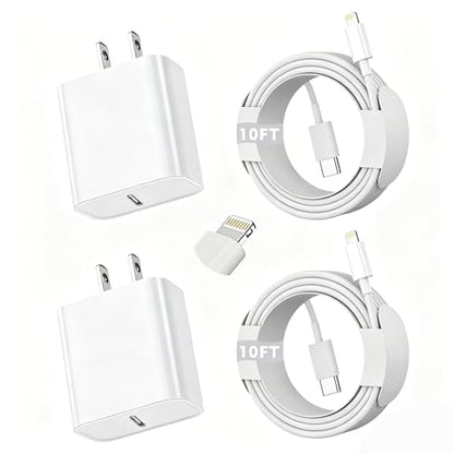 iPhone Fast Charger, [Apple Certified] 2Pack 10FT Extra Long Fast Charging - color: White 2Pack 10FT