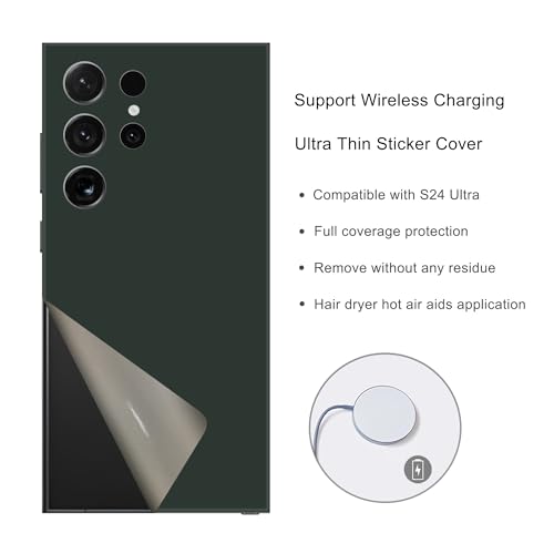 2 Pack Skin Wraps Compatible with Samsung Galaxy S24 Ultra (Dark Green) - color: Dark Green