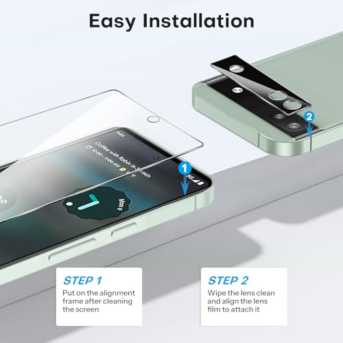 OMOTON 3+2 Pack Screen Protector for Google Pixel 6a (6.1 Inch 2022 Release), 3 Pack Tempered Glass Screen Protector & 2 Pack Camera Lens Protector, Bubble Free/Scratch Resistant - size: Pixel 6a-61''