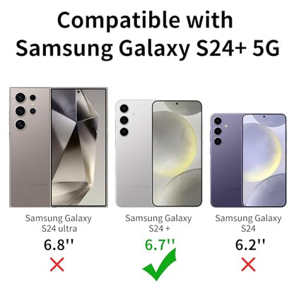 Designed for Samsung Galaxy S24 Plus Case, Black Dual Layer, Heavy Duty Shockproof Tough Rugged Protective Cover for Galaxy S24 Plus 5G, Black - size: for Samsung Galaxy S24 Plus