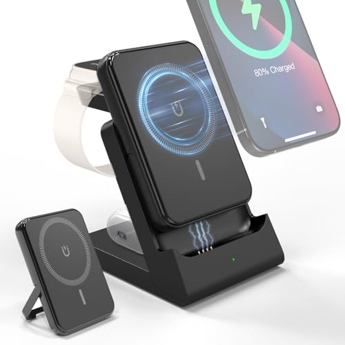 TRAVEL DEPOT 4 in 1 Charging Station for Apple Devices, Portable Wireless Charging Station Magnetic for MagSafe Charger Travel for iPhone 16/15/14/13 Apple Watch AirPods