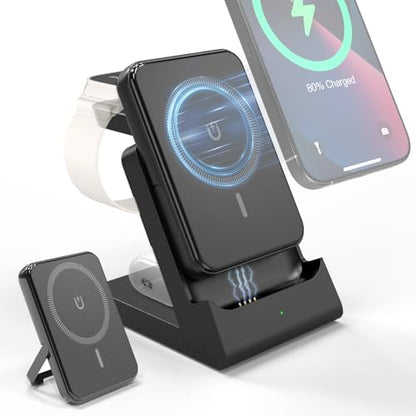 TRAVEL DEPOT 4 in 1 Charging Station for Apple Devices, Portable Wireless Charging Station Magnetic for MagSafe Charger Travel for iPhone 16/15/14/13 Apple Watch AirPods