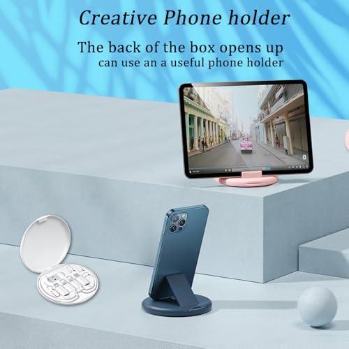 Multi USB Charging Adapter Cable Kit, USB C to iOS Device for Travel, Conversion Set USB A & USB C to Male Micro /USB C/iOS Adapter, Data Transfer, Card Storage, Tray Eject Pin, Phone Holder (White) - color: White