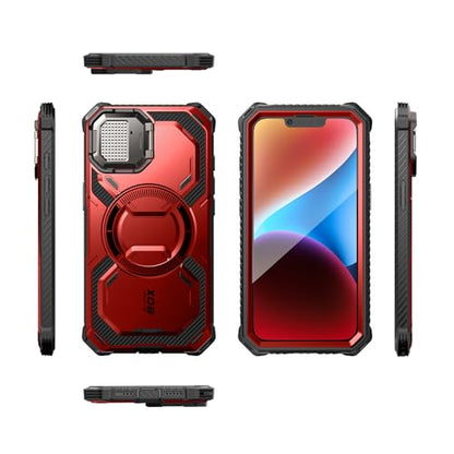 i-Blason for iPhone 16e / iPhone 17e Case MagSafe with Stand, Red | Built-in Screen Protector, Fit for MagSafe, Adjustable Camera Cover Stand, Full-Body Protection, Military - color: Red