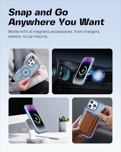 ArtsEvo Strong Magnetic for iPhone 16 Pro Max Case, Compatible with MagSafe, 360° Military-Grade Protection, Slim Translucent Matte Phone Case, Light Blue - color: Light Blue, size: iPhone 16 Pro Max
