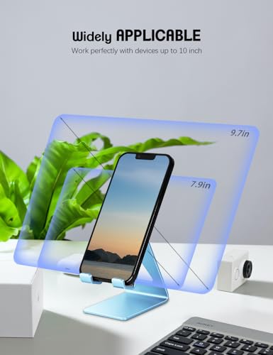 Aoviho Cell Phone Stand for Desk, Aluminum Phone Holder, Sky Blue - color: Sky Blue