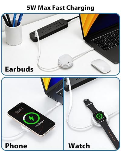 Travel Depot 2-in-1 Wireless Charger with Retractable USB-C Cable – 60W PD