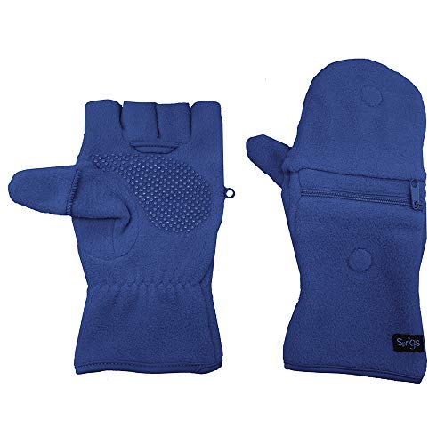 Sprigs Multi Mitt Fingerless Gloves With Adjustable Top & Cell Phone Pocket - color: Cobalt