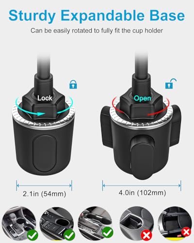 GDZN Anti-Shake Car Cup Holder Tablet Mount, 10.2" Flexible Gooseneck Arm