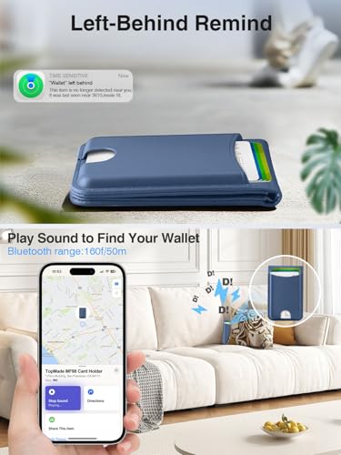TopMade for MagSafe Wallet Works with Find My, Strongest Magnetic Wallet - color: Dark Blue