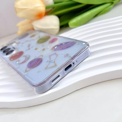 LSEEKA for Samsung Galaxy S25+ S24+ Clear Case with Glitter Stars Planet Universe Design,Sparkle Bling Cute Slim Soft TPU Protective Women Girl's Phone Cover for Samsung Galaxy S25+ S24+ - size: for Samsung S24+/S25+