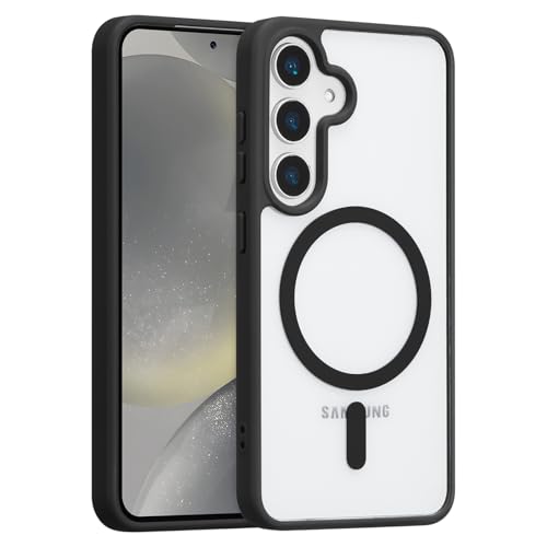 RALEAVO for Samsung Galaxy S24 Plus/S25 Plus Case Strong Magnetic Clear Cover [Compatible with Magsafe] Slim Shockproof Protective Case for S24 Plus/S25 Plus with Transparent Hard Back,Black - color: Black/Clear Back, size: S24 Plus/S25 Plus