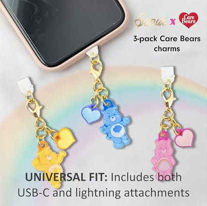 Sonix Dust Plugs - USB C + Lightning Compatible - Care Bears Character Charging Port Charms (3 Pack) - Funshine, Cheer, Grumpy Bear - color: Funshine, Cheer, and Grumpy Bear