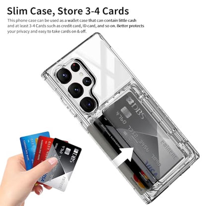 ACANDYA for Samsung Galaxy S25 Ultra Case Wallet Clear with Card Holder Protective Shockproof Anti-Scratch Anti-Yellow Heavy Duty Protection Cover for Samsung Galaxy S25 Ultra Transparent - size: for Galaxy S25 Ultra