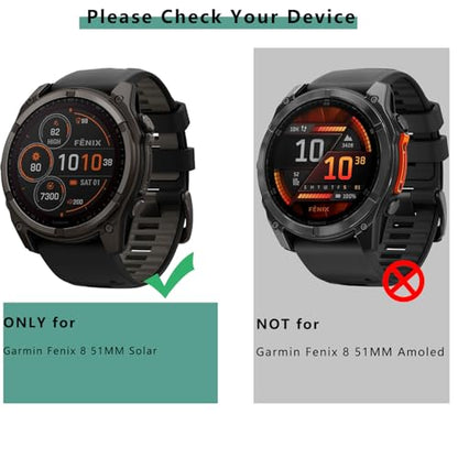 [1+4 Pack] Case with Tempered Glass Screen Protector Compatible with Garmin Fenix 8 SOLAR 51MM (Not for Fenix 8 51mm AMOLED), Bumper Full Coverage Protective Soft Cases Face Cover for Fenix 8 SOLAR 51MM - size: for Fenix 8 SOLAR 51MM