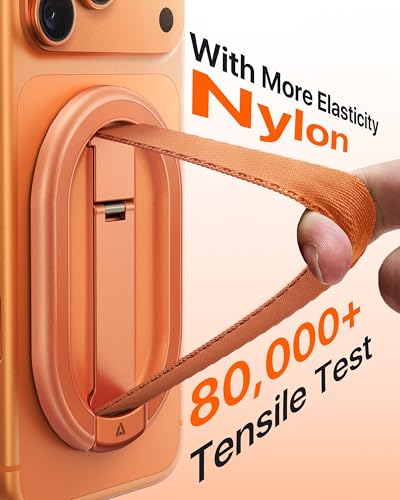 andobil [2026 Woven Comfort] Magnetic Phone Grip for MagSafe w/Finger Strap - color: Orange