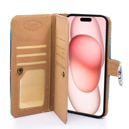Bcov Case for iPhone 16,Giraffe Flowers Multifunction Leather Phone Case Wallet Flip Cover with Multi Card Slots Pocket Wrist Strap for Apple iPhone 16 - color: Giraffe Flowers