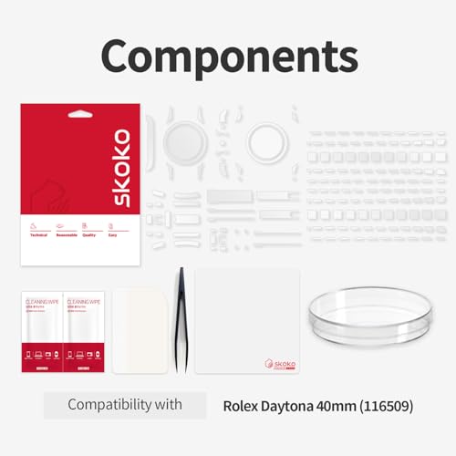 skoko [1 Pack Protective Film for Rolex Daytona 40mm, Detail Expert Version, Full Body Coverage, Glossy Clear Skin, Anti Scartch