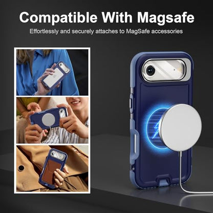 Follaroma Magnetic for iPhone 17 Air Case with Camera Stand, Blue-Purple | Built-in Glass Camera Cover,Compatible with MagSafe,Heavy Duty Shockproof Protective,Military-Grade Anti-DropDual Layer Cover - color: Blue-Purple, size: iPhone 17 Air 6.5''