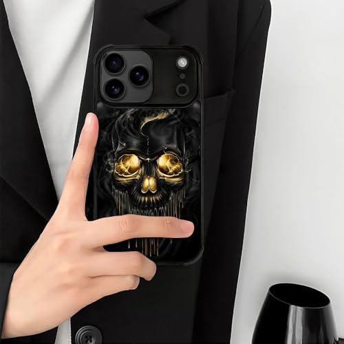 case for iPhone 17 Pro Max,Compatible with Magsafe,All-Round Protection Shockproof Anti-Scratches TPU Case Cover-Gold Black Skull - color: Gold black skull, size: IPhone 17 Pro Max