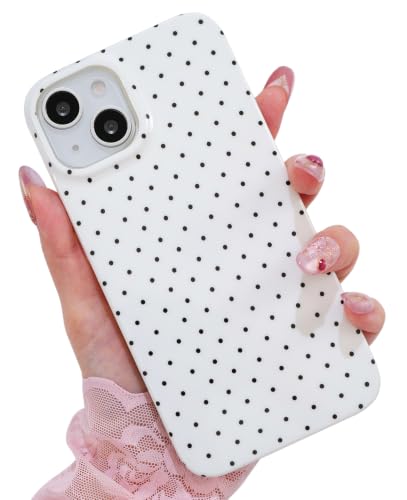Polka dots case for iPhone 13/14 White | Polka dots，Full Protection Soft TPU，will not peel, fade or rub off ，Kawaii Cute Phone Case for Women Girls - color: Imd Polka Dots White