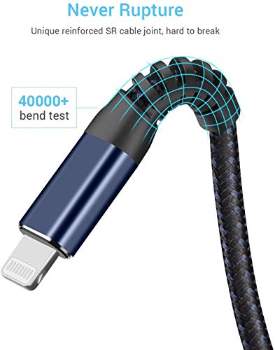 [ Apple Certified 2pack ] iPhone Charger,Lightning Cable, Fast Charging Cables for Apple iPhone 12/11/11Pro/11Max/ X/XS/XR/XS Max/8/7/6/5S/SE/iPad Mini Air (16ft, Blue) - color: Blue, size: 16foot