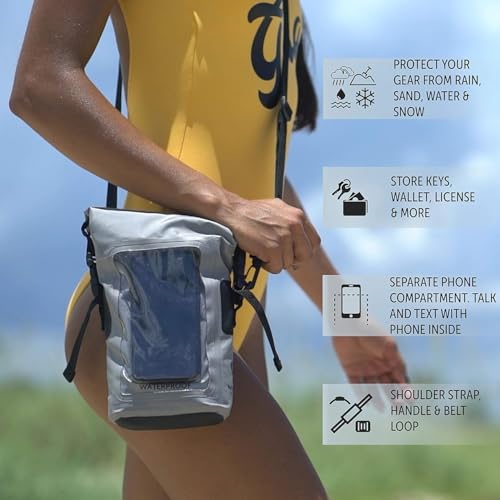geckobrands Waterproof Phone Tote with 2L Dry Bag and Adjustable Strap – Protect Your Phone and Valuables While on The Go White - color: White
