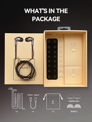 1MORE Quad Driver in-Ear Earphones Hi-Res High Fidelity Headphones Warm Bass, Spacious Reproduction, High Resolution, Mic in-Line Remote Smartphones/PC/Tablet - Silver/Gray