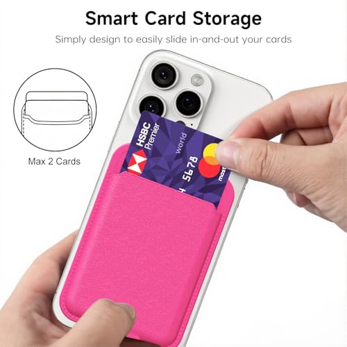 oakxco Phone Wallet Stick On, Slim Thin Adhesive ID Credit Card Holder Wallet Pocket Back of Phone Case, Hard Shell Plastic Sleeve Sticky Card Wallets Pouch for iPhone Samsung Pixel, Neon Hot Pink - color: Hot Pink