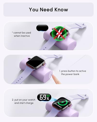 Little Portable Charger Battery Pack for IPhone,Tiny Power Phone Bank 5000mah Compatible with iPhone 14/14plus/14pro/14 pro max/13 pro max/13 pro/13 mini/13 pro max/12/12 mini/12 pro/12 pro max-Purple - color: Purple