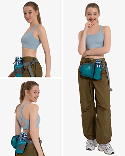 WATERFLY Fanny Pack Waist Bag: Waist Pack for Women Men with Water Bottle Holder Hiking Fanny Pack for Running Walking DogWalking Travel Cycling - color: Turquoise