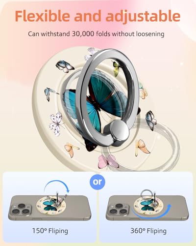 Lotadilo Magnetic Phone Ring Holder, Cute Phone Grip Stand, Butterfly - color: Butterfly
