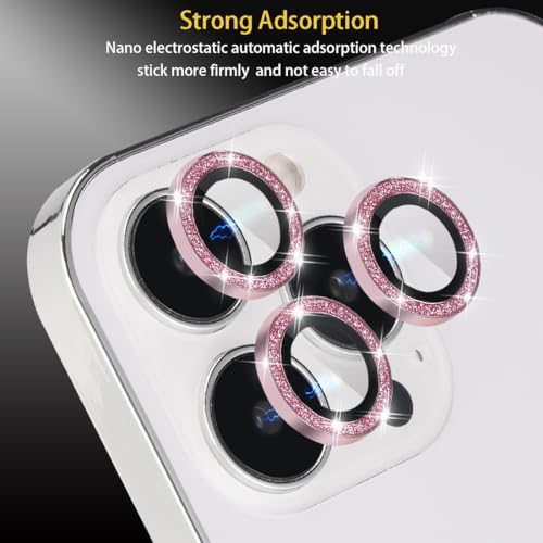 Camera Lens Protector for iPhone 16 Pro/16 Pro Max, Glitter Pink - color: Glitter Pink