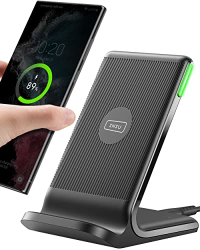 INIU Wireless Charger Station, Fast Wireless Charging Stand, Black+White Combo