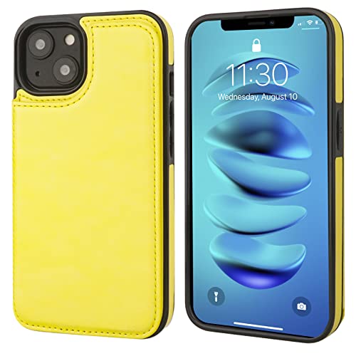 ONETOP for iPhone 14 Wallet Case with Credit Card Holder,Yellow - color: Yellow