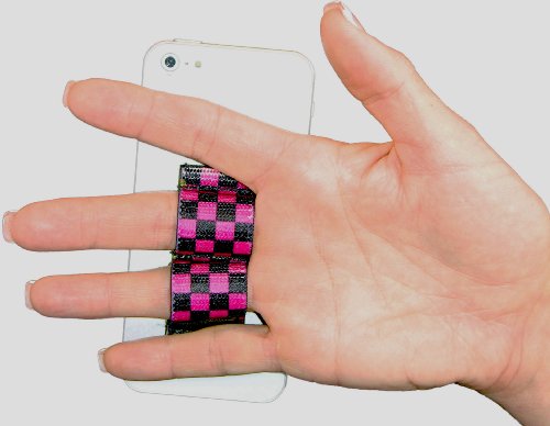 LAZY-HANDS 2-Loop Phone Grip - XL - Black & Pink Checkers - color: Black & Pink Checkers - XL