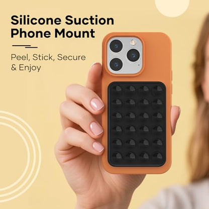 Silicone Phone Sticky Grip, Suction Phone Case Mount for iPhone and Android, Hands-Free Sticky Cell Phone Grip, Mobile Fidget Mirror Holder for Selfies and Videos - color: Midnight Mystery（Black）