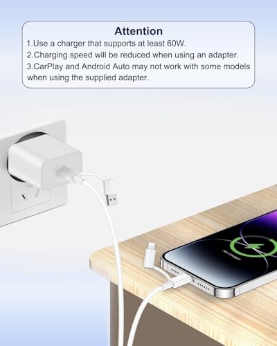 Multi Charger Cable 4 in 1 Fast Charging, USBC to USBC Cable 60W iPhone Charger cable 6.6FT Lightning cable USB C/USB A to Lightning, USB C/USB A to Usb c iPhone Lead Wire Cord for iPhone,iPad,Samsung