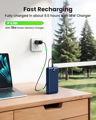 Portable Charger Power Bank 50000mAh 22.5W Fast Charging Battery Bank USB C External Battery Pack with 3 Output & 2 Input Digital Display Travel Essential for iPhone 16/15/14/13/12, Samsung, iPad etc - color: Blue