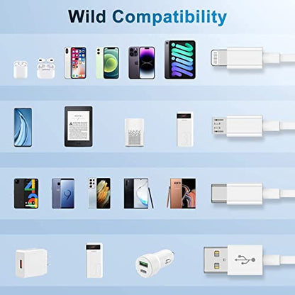 Multi Charger Cable 6Ft 2Pack, 3 in 1 Charging Cord, Universal Phone Cables
