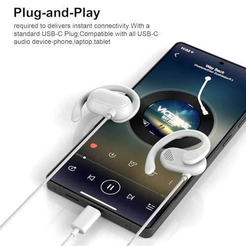 Open Ear USB C Headphones Wired Earbuds for iPhone 17 18 Pro Max 16 15 - color: White