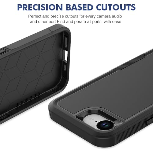 Heavy‑Duty Rugged Anti‑Drop Shockproof Protective Phone Case for iPhone 17e & iPhone 16e, Durable Protective Shell, Black - color: Black, size: iPhone 17e/16e
