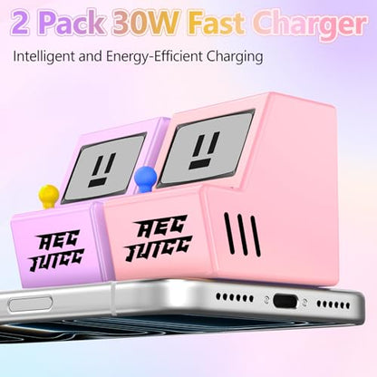 USB C Wall Charger Dual USB A Charger Block Set with Foldable Plug 2Pack - color: 2 Pack